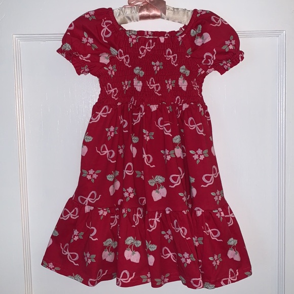 NWT Sweet Honey Puff Sleeve Dress Sweet Strawberry Glaze 18M Red - Picture 3 of 10